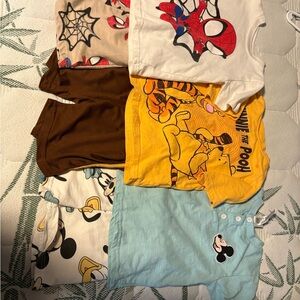 Kids Character Tee Bundle - Spiderman, Pooh, Mickey Prints